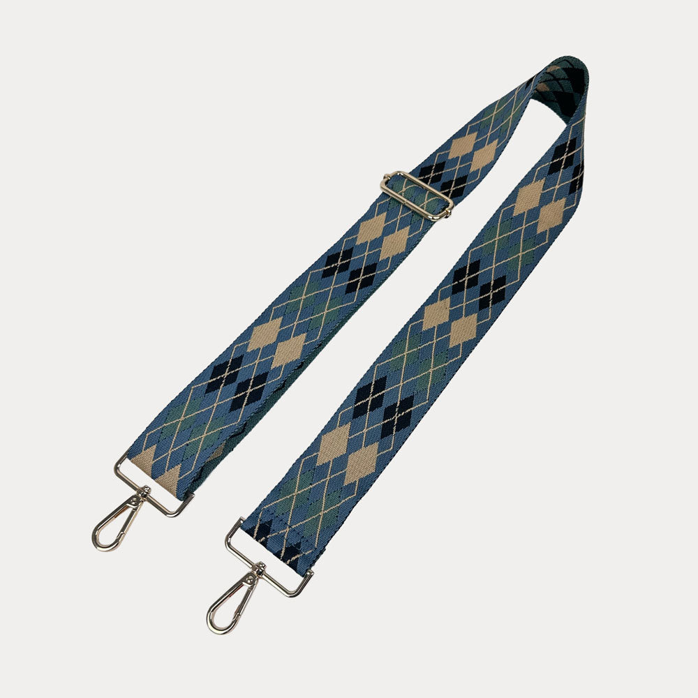 Light Blue, Sage, Cream Argyle Pattern Back Strap