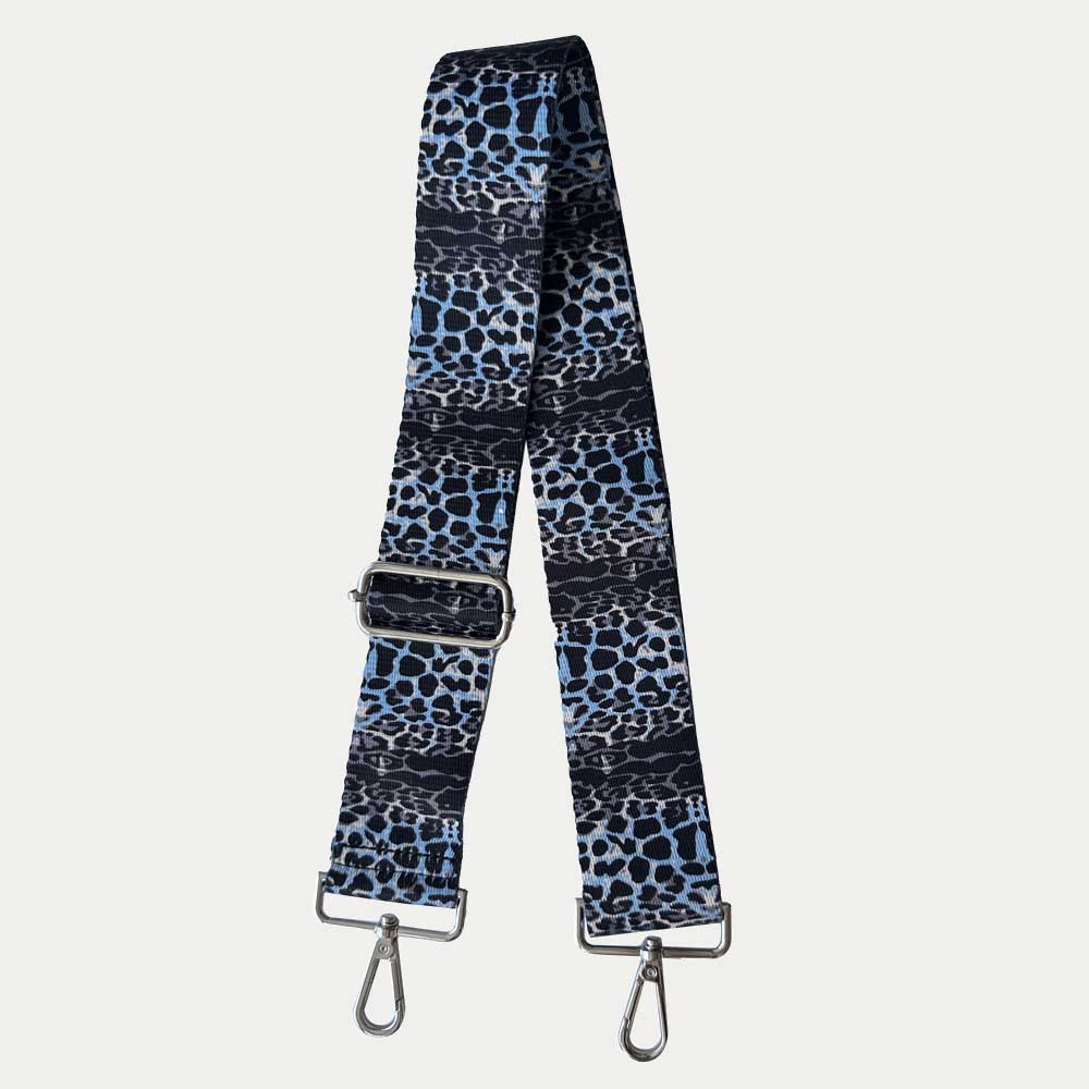Printed Blue-Grey Horizontal Leopard Pattern Adjustable Bag Strap