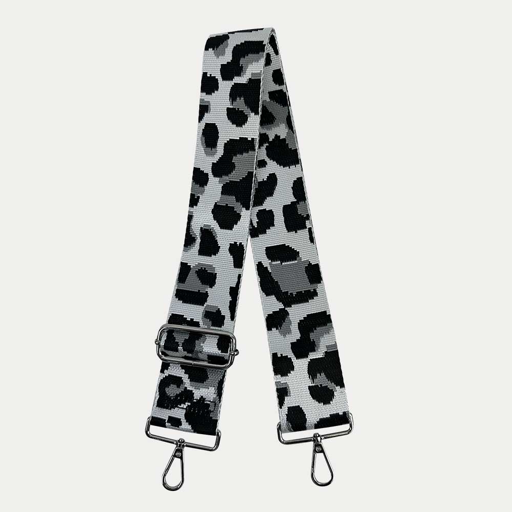 Grey Woven Leopard Pattern Adjustable Bag Strap