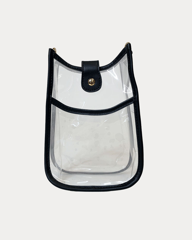 Brenna Clear Messenger Bag with Black Trim