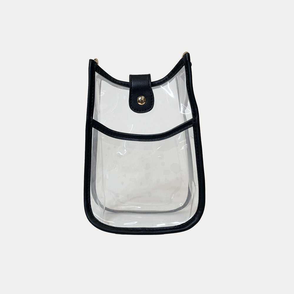 Brenna Clear Messenger Bag with Black Trim