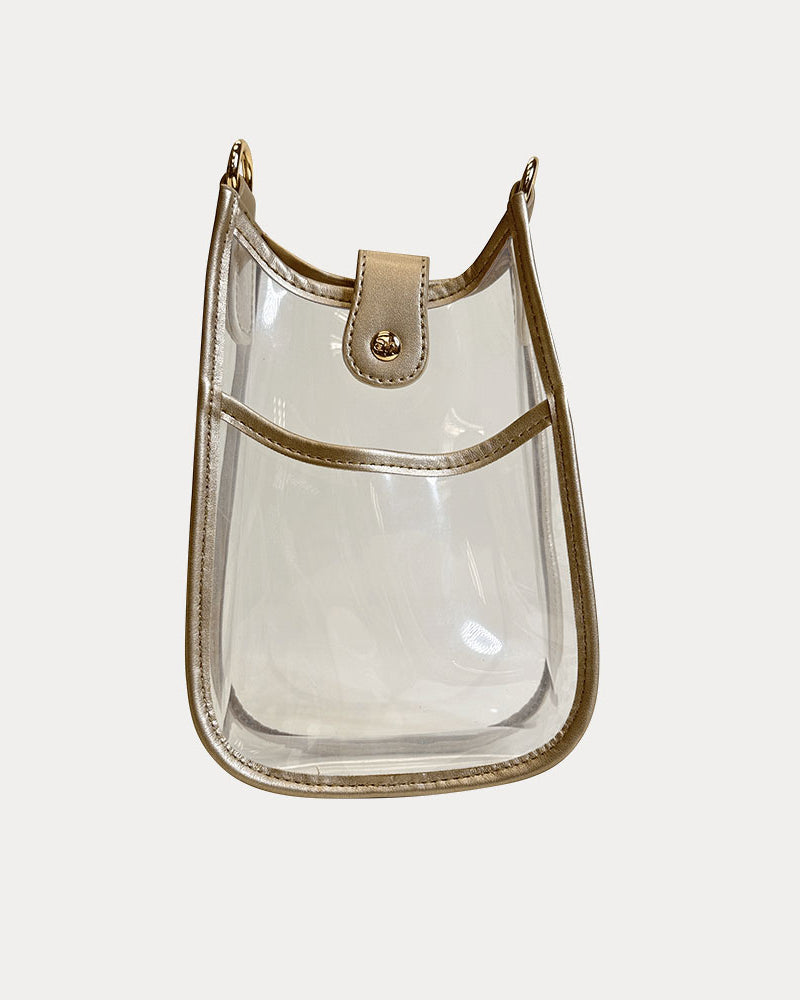 Brenna Clear Messenger Bag with Gold Trim
