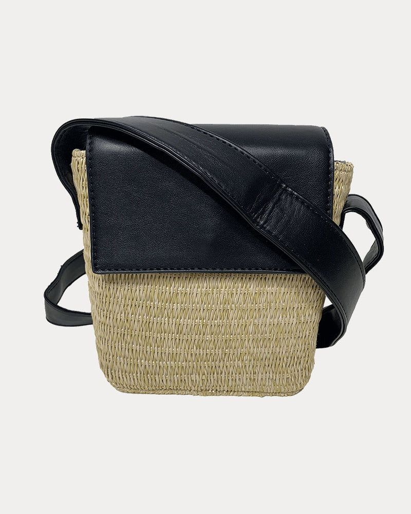 Celeste Raffia Crossbody in Black