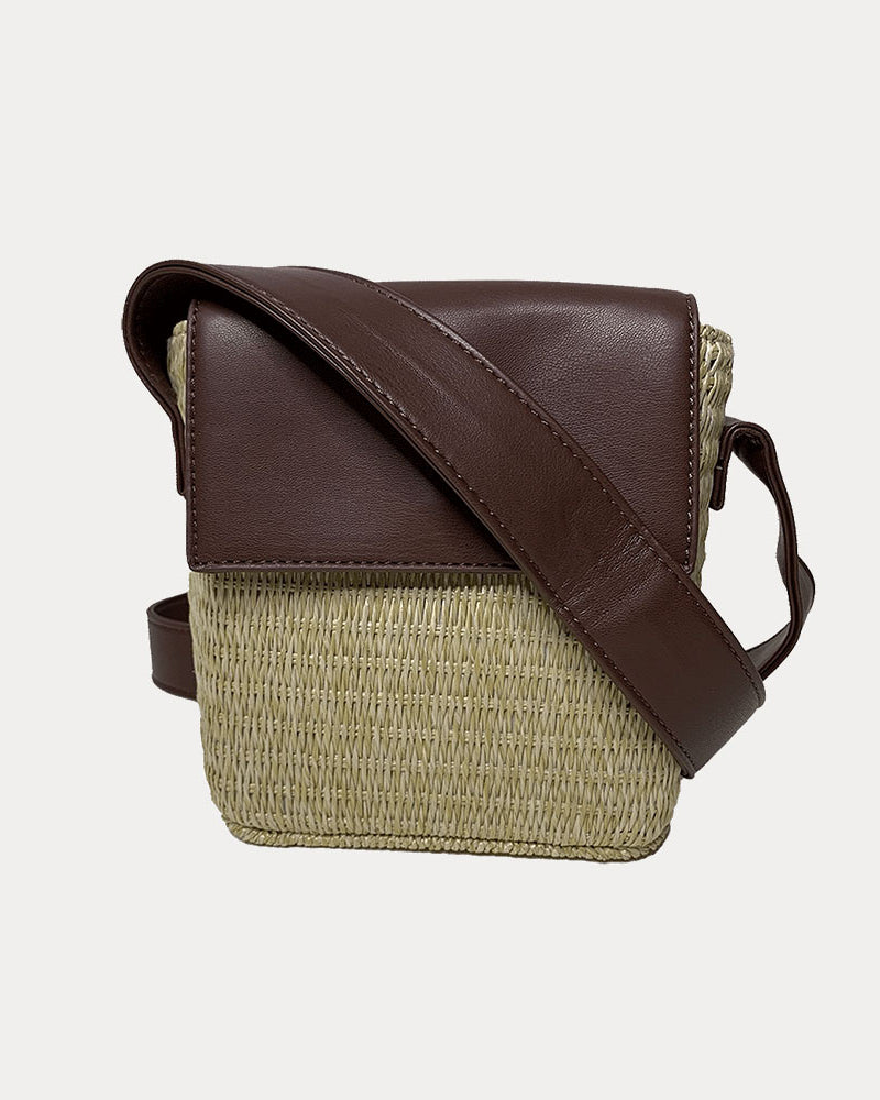 Celeste Raffia Crossbody in Brown