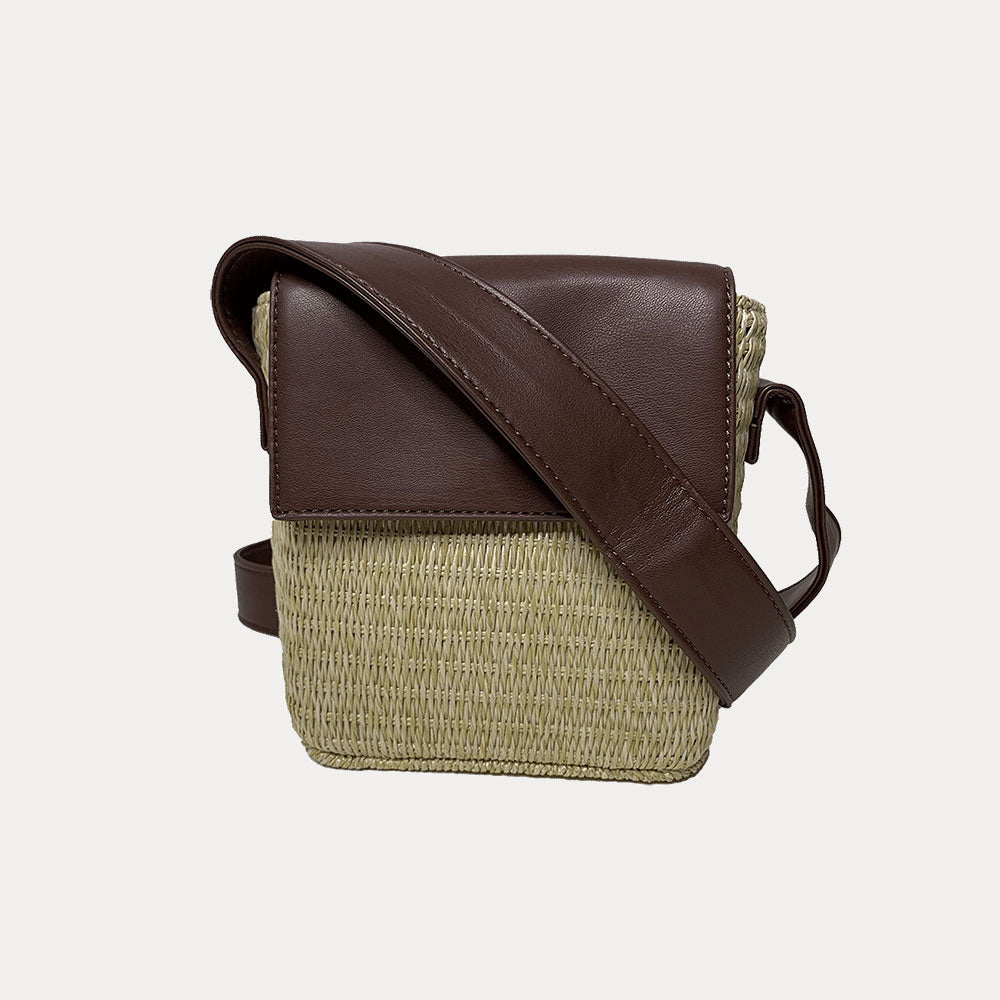 Celeste Raffia Crossbody in Brown