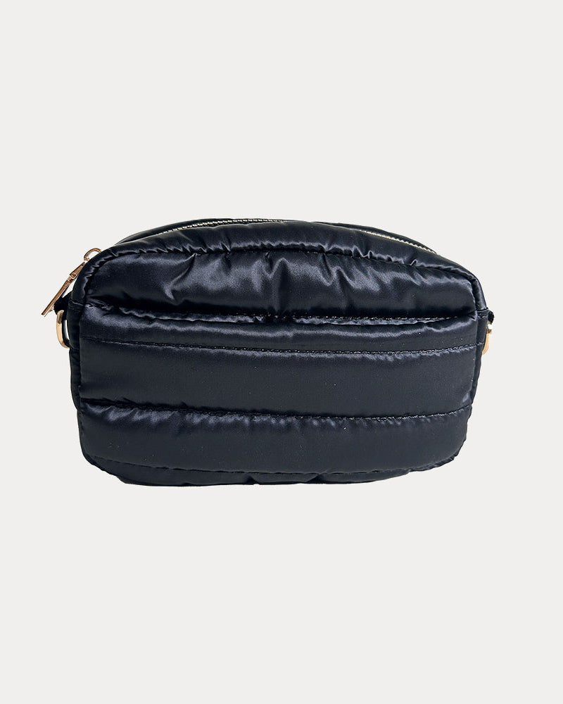 Ella Quilted Nylon Crossbody in Black