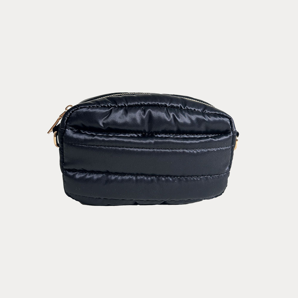 Ella Quilted Nylon Crossbody in Black