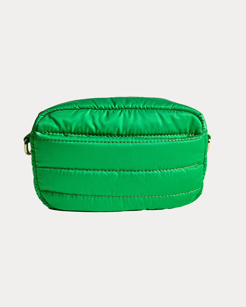 Ella Quilted Nylon Crossbody in Green Apple