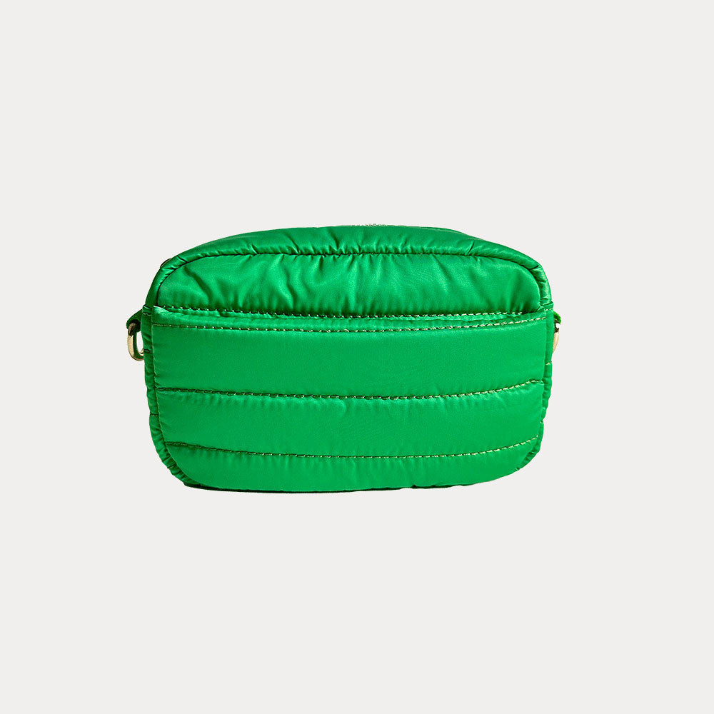 Ella Quilted Nylon Crossbody in Green Apple