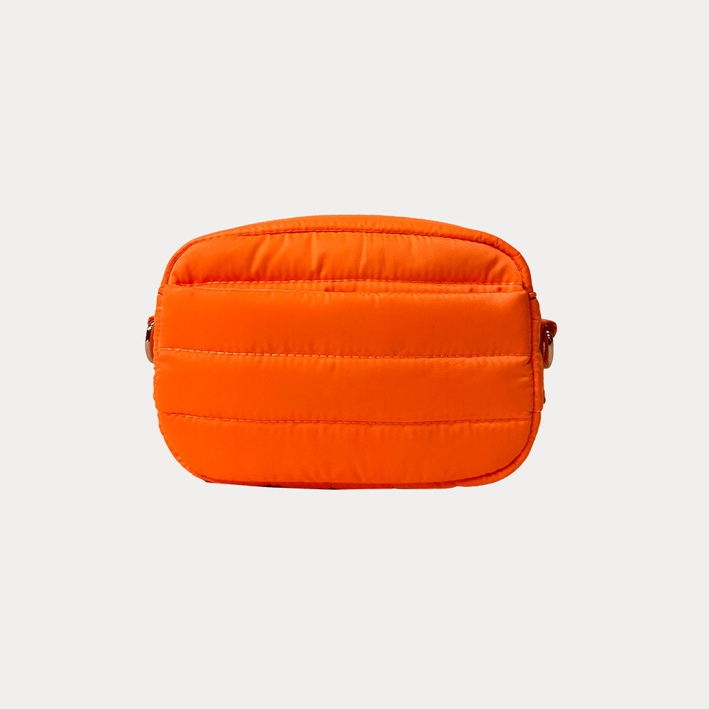 Ella Quilted Nylon Crossbody in Neon Orange