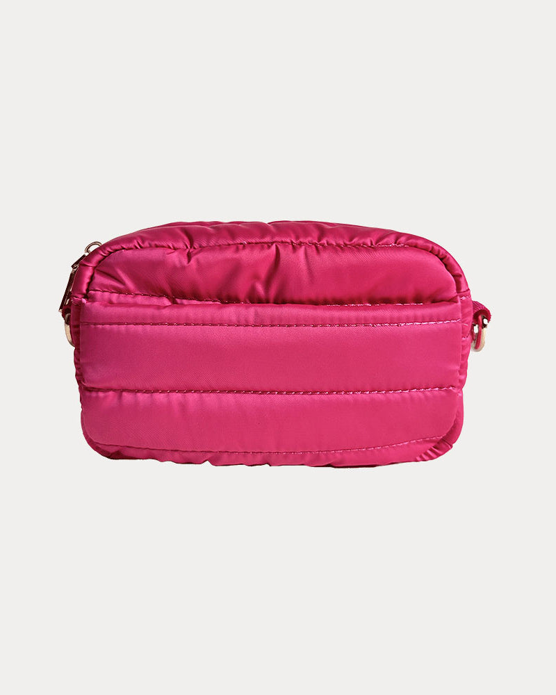 Ella Quilted Nylon Crossbody in Pink
