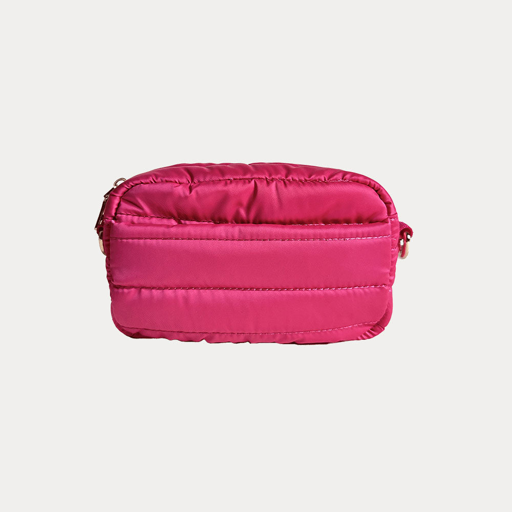 Ella Quilted Nylon Crossbody in Pink