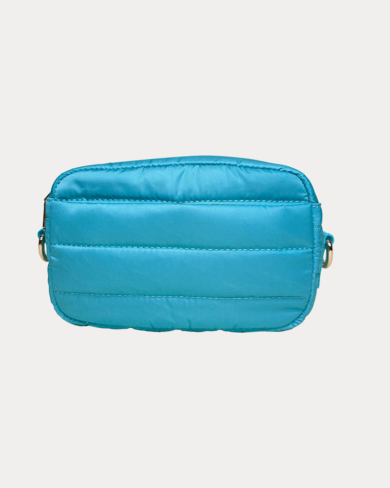 Ella Quilted Nylon Crossbody in Turquoise