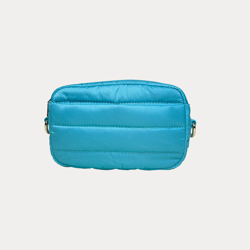 Ella Quilted Nylon Crossbody in Turquoise
