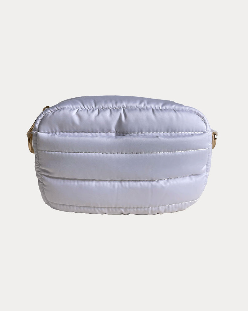 Ella Quilted Nylon Crossbody in White