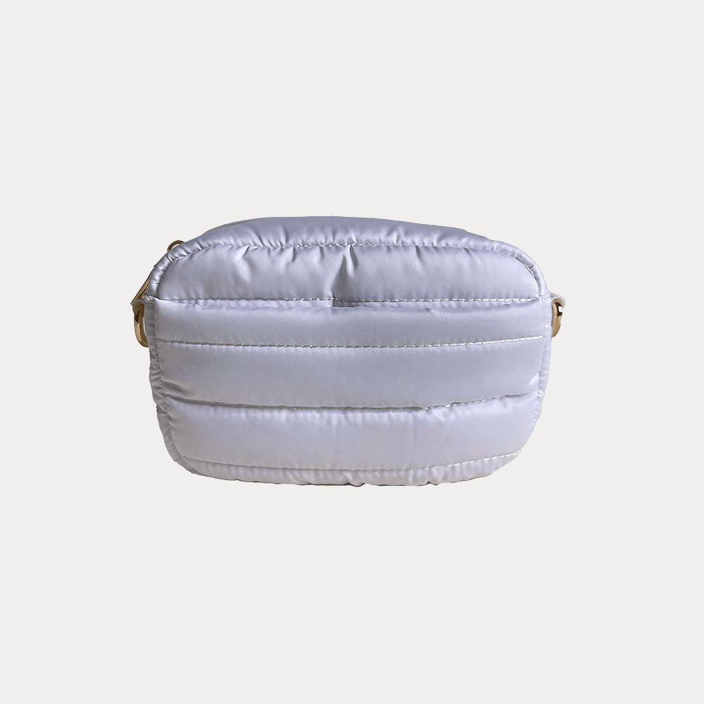 Ella Quilted Nylon Crossbody in White