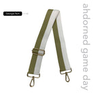 Gold & White Striped Game Day Bag Strap, text says "ahdorned game day, Georgia Tech"