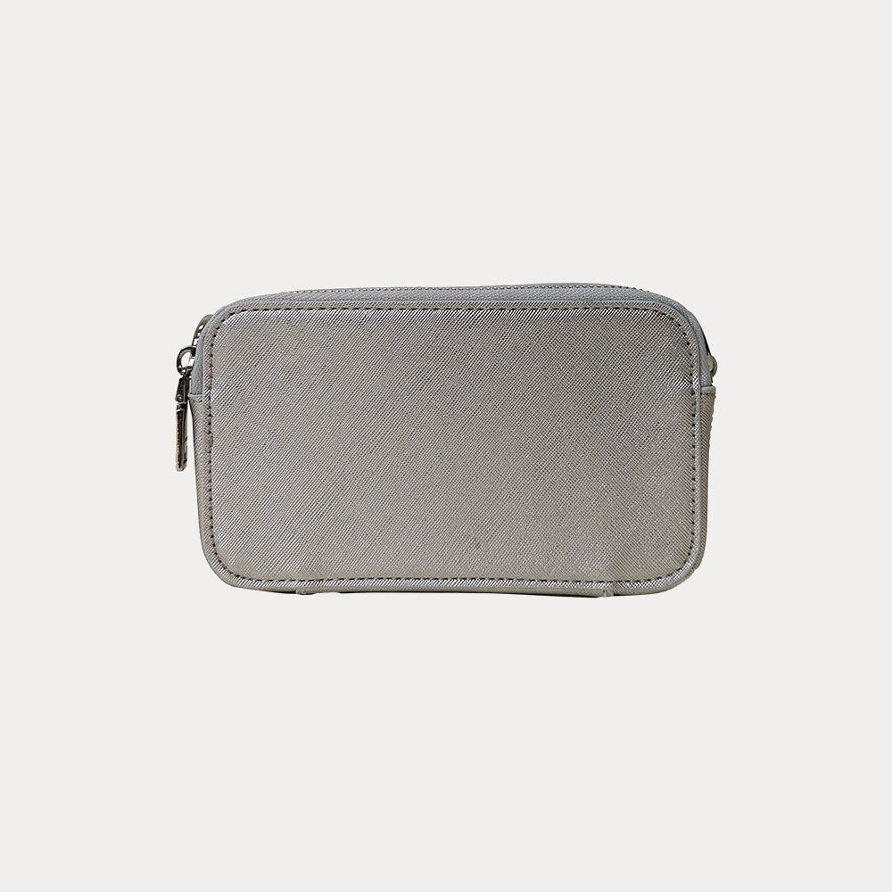 Jamie Solid Vegan Leather Crossbody in Silver