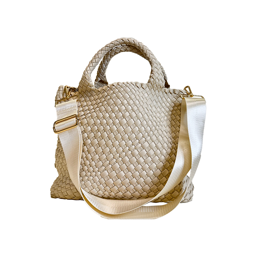 The Charli | Large Woven Neoprene Tote with Wristlet | Black main image 0