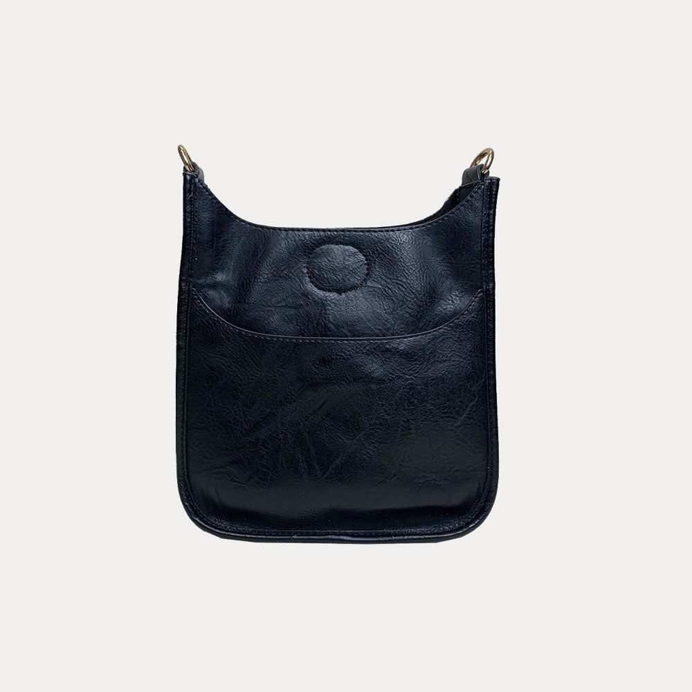 Mini Vegan Leather Messenger in Black with Gold Hardware