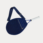 Piper Quilted Nylon Tennis Racket Bag in Navy, shown with matching adjustable strap