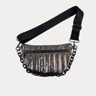 Reese Quilted Nylon Sling in Bronze, shown with resin chain and black adjustable strap