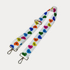 White ground conversation heart print bag strap