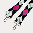 Pink, White, Black Argyle Print with gold hardware bag strap