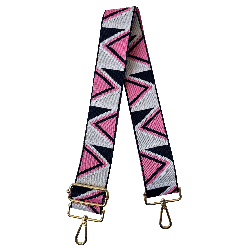 2" Zig Zag Bag Strap - Pink/White/Navy