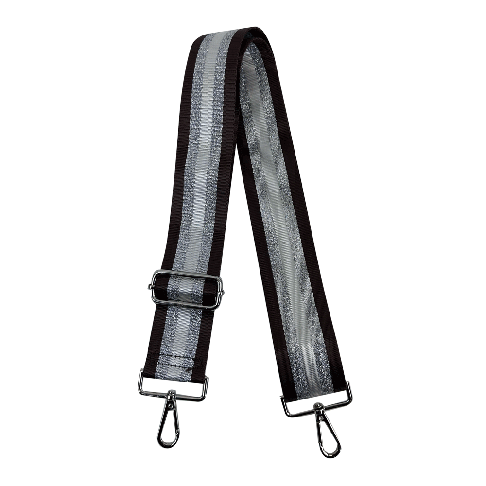 Stripe  Strap w/Silver Lurex Stripe Interchangeable Bag Strap AHDORNED