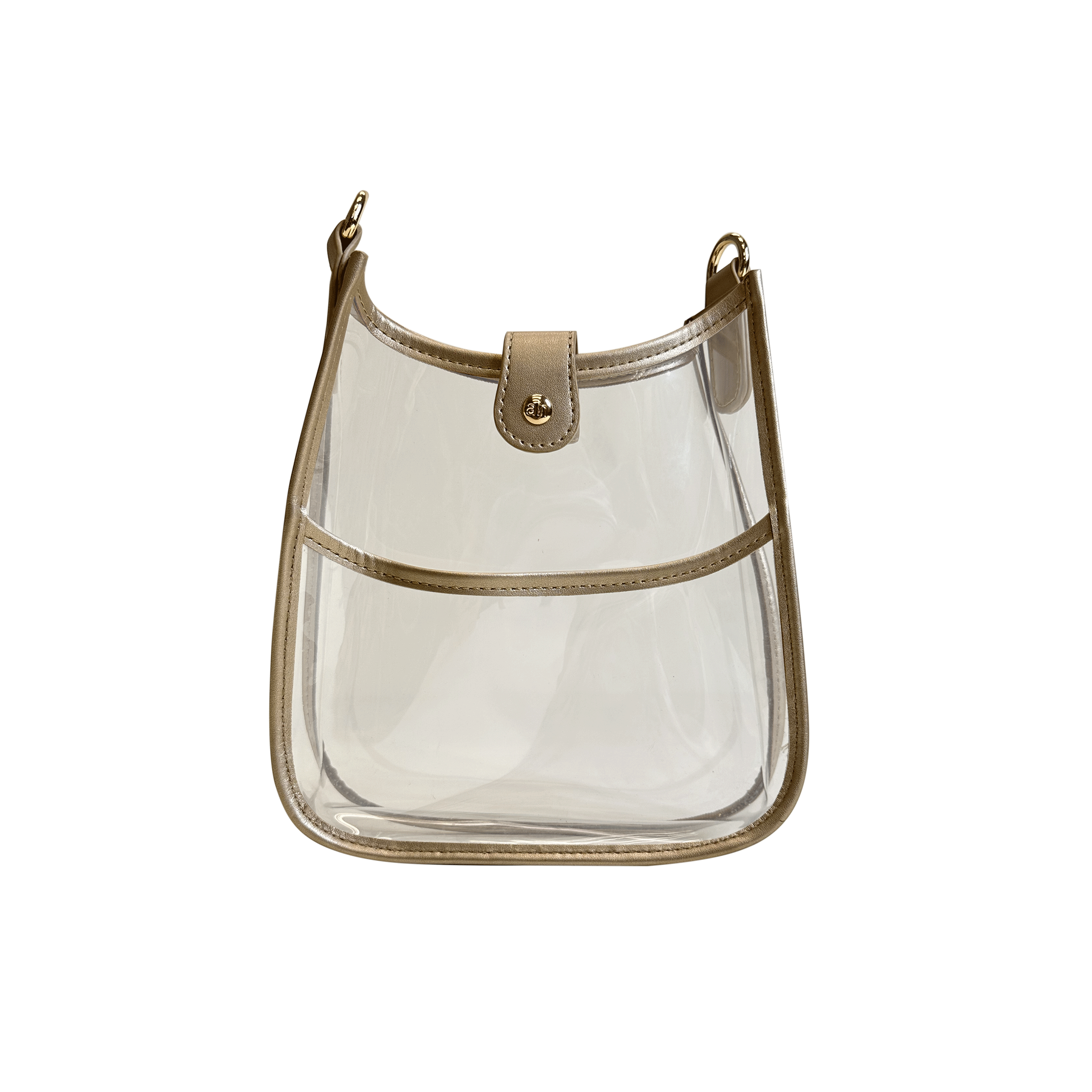 Bailey Clear Messenger with Vegan Metallic Gold Leather
