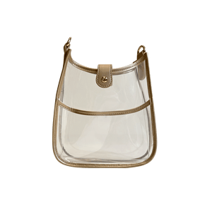 Bailey Clear Messenger with Vegan Metallic Gold Leather