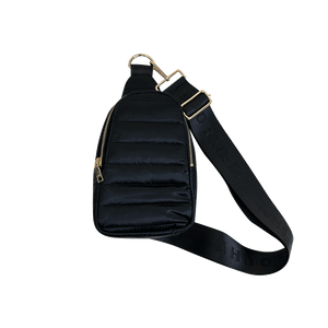 Eliza Black Quilted Nylon Sling Bag
