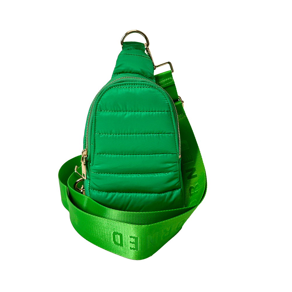 Eliza Green Apple Quilted Nylon Sling Bag