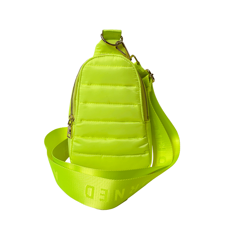 Eliza Neon Yellow Quilted Nylon Sling Bag