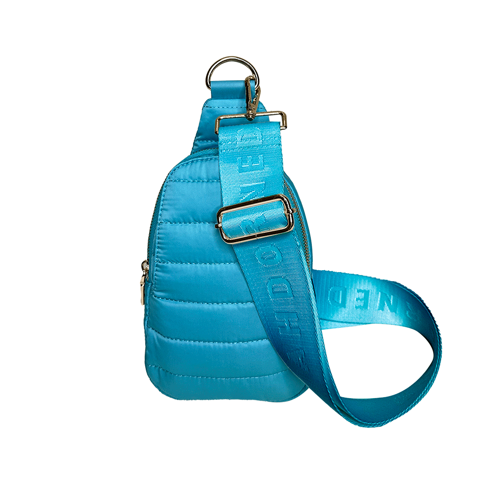 Eliza Turquoise Quilted Nylon Sling Bag