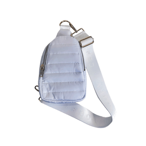 Eliza White Quilted Nylon Sling Bag