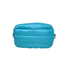 Ella Turquoise Quilted Nylon Crossbody Bag