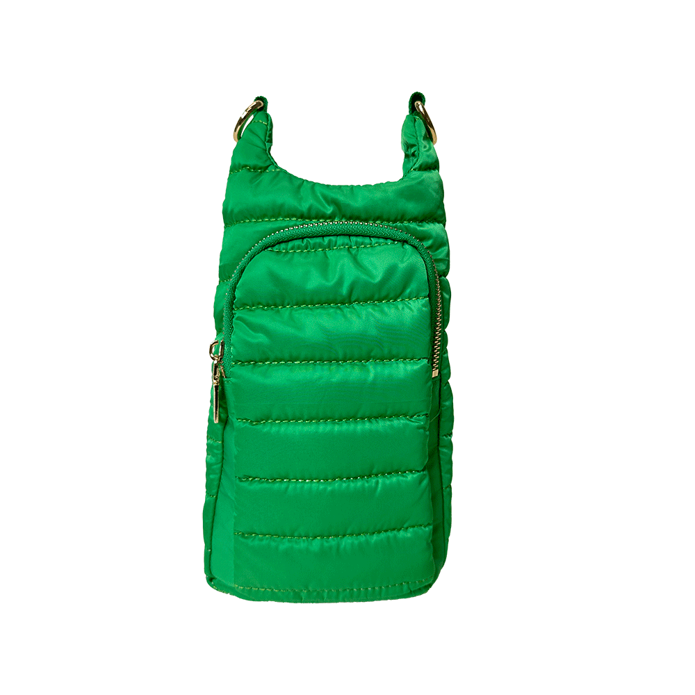 Emma Green Apple Quilted Nylon Water Bottle Bag with 2" Strap