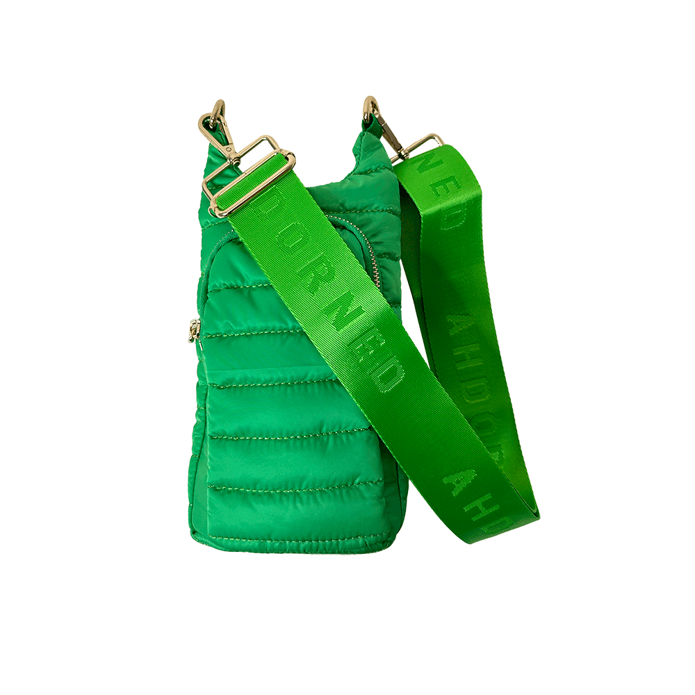 Emma Green Apple Quilted Nylon Water Bottle Bag with 2" Strap