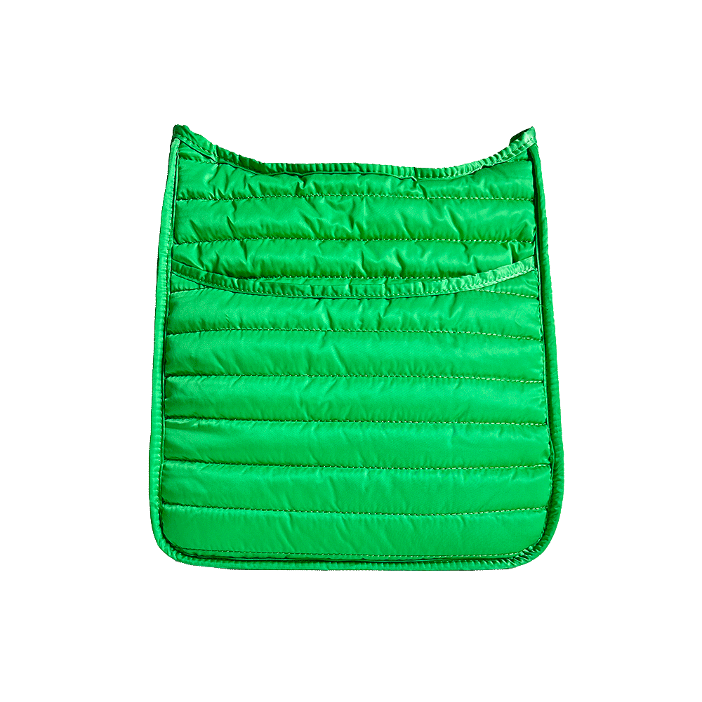 Everly Green Apple Quilted Nylon Messenger Bag