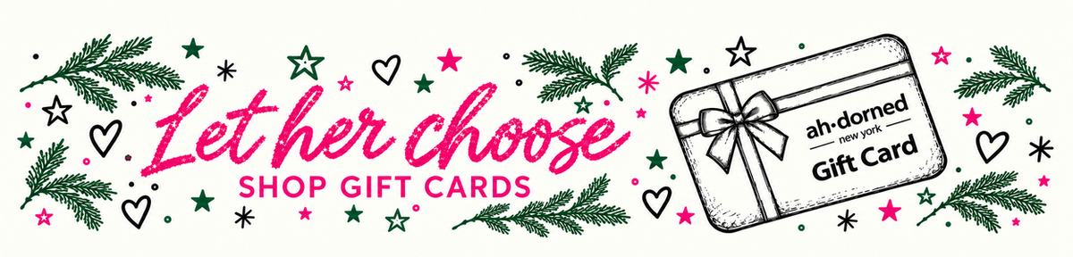 Let her chose, shop gift cards.  Image: sketches of hearts, starts, and spruce leaves with a sketch of a giftcard.