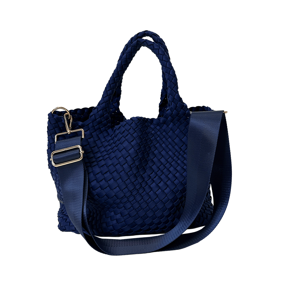 Lily Navy Woven Neoprene Tote