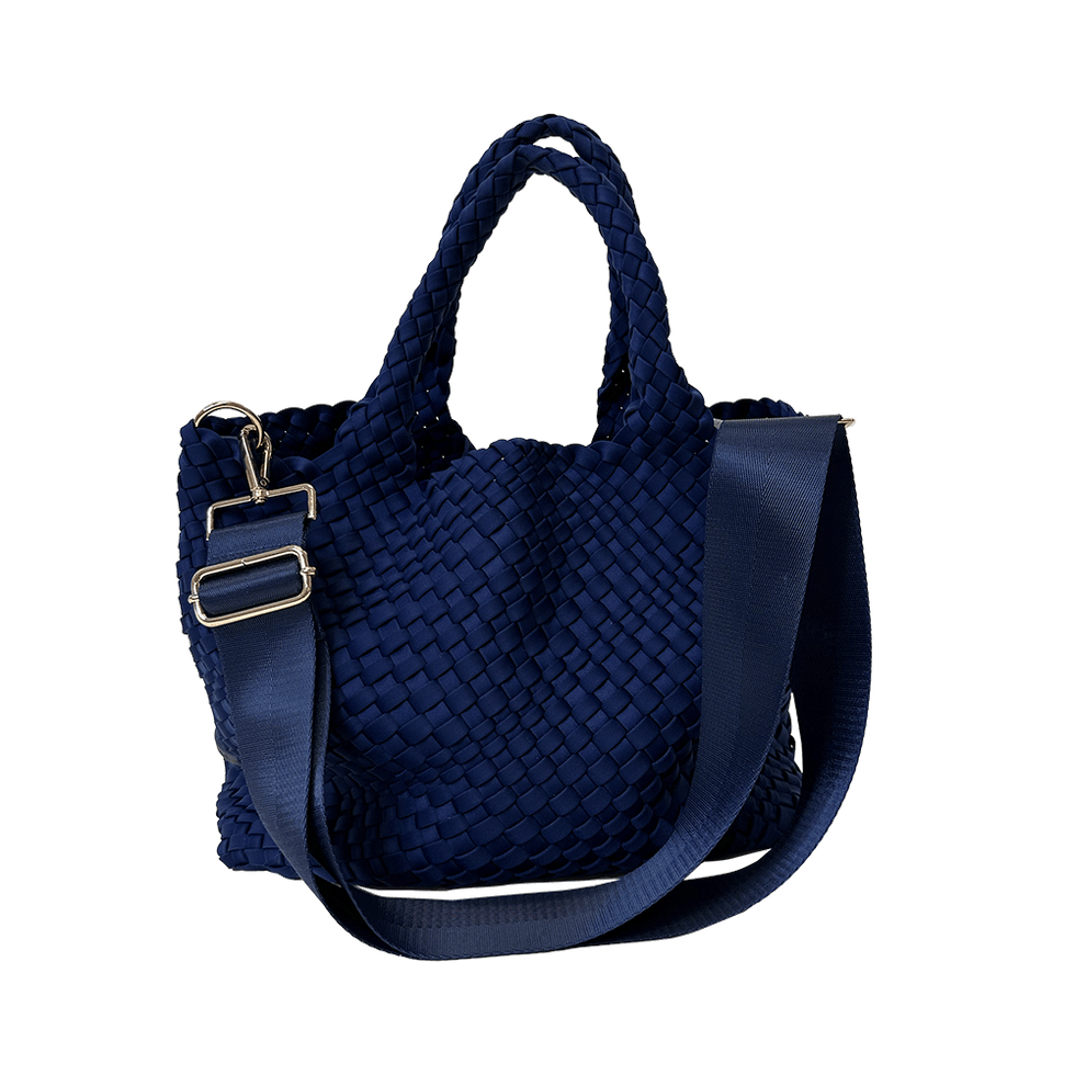 The Charli | Large Woven Neoprene Tote with Wristlet | Black main image 1