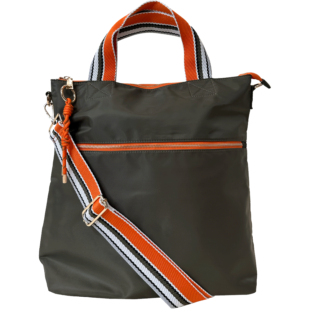 Nicole Large Nylon Tote Bag w/Detachable Strap | Women's Tote Black W/Gold Hardware