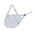 White Piper Quilted Nylon Puffer Tennis Racket Cover with Strap