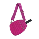 Pink Poppy Quilted Puffy Nylon Pickleball Paddle Cover with Strap
