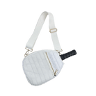 White Poppy Quilted Puffy Nylon Pickleball Paddle Cover with Strap