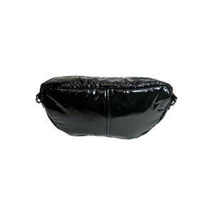 Rachel Double Pocket Puffy Sling/Waist Bag w/Black Resin Chain & 2" Adjustable Solid Black Strap