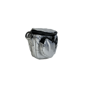Rachel Double Pocket Puffy Sling/Waist Bag w/Black Resin Chain & 2" Adjustable Solid Black Strap